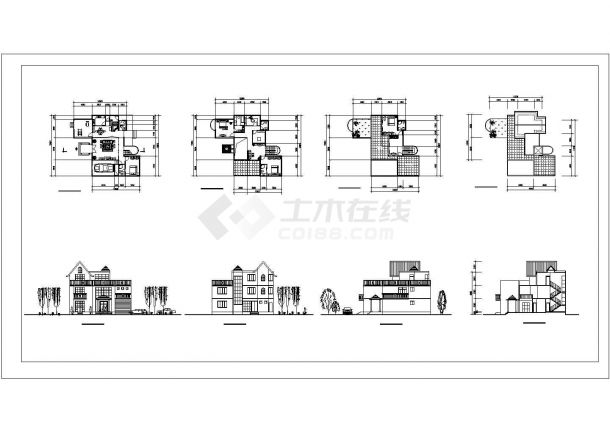 天津某独立别墅方案CAD图纸-图一