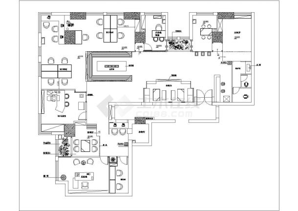 某名匠装饰办公空间CAD详细设计完整平面图-图一