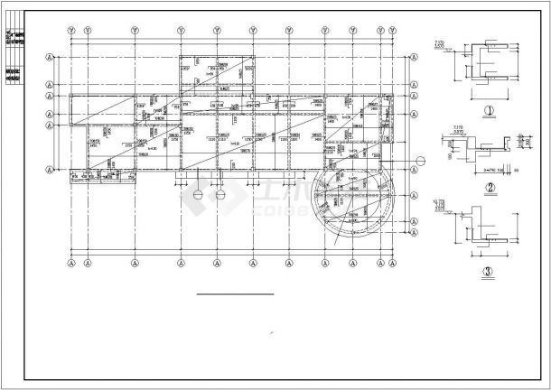 某地3层框架办公楼结构CAD施工图(设计说明）-图二