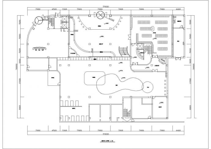 某洗浴中心会所CAD全套建筑施工大样平面图_图1
