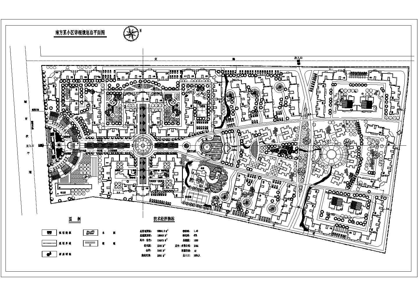 某十几万平米一千多套别墅区规划总平面图