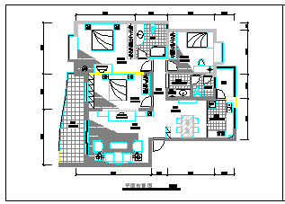 某大三居室室内家装cad设计方案施工图纸-图一