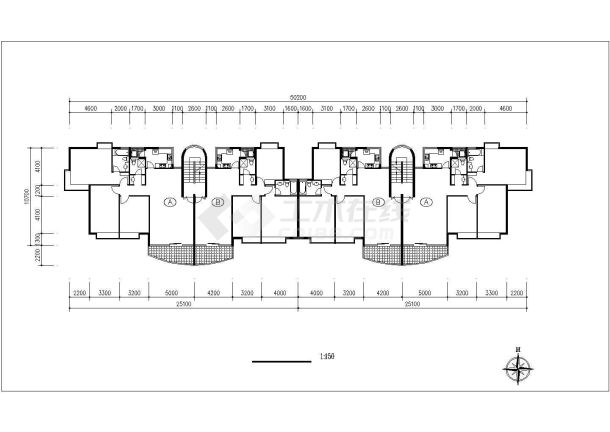 太仓市第一中学教师家属院6层砖混结构住宅楼平立面设计CAD图纸-图一