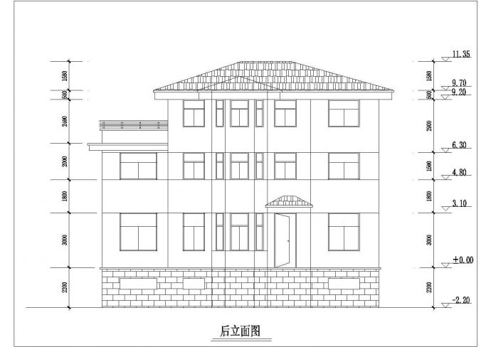 某地区月亮湾度假别墅建筑方案设计施工CAD图纸_图1