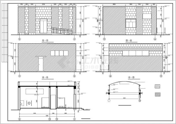 某地区公园单层公厕建筑方案设计施工CAD图纸-图二