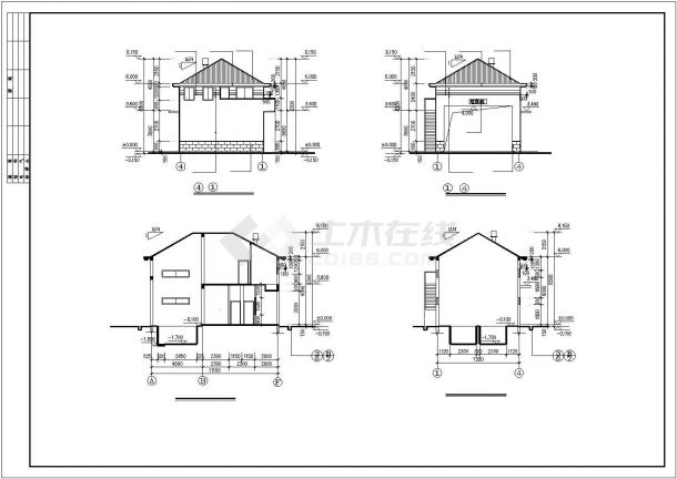 某地区村双层公厕建筑方案设计施工CAD图纸-图一