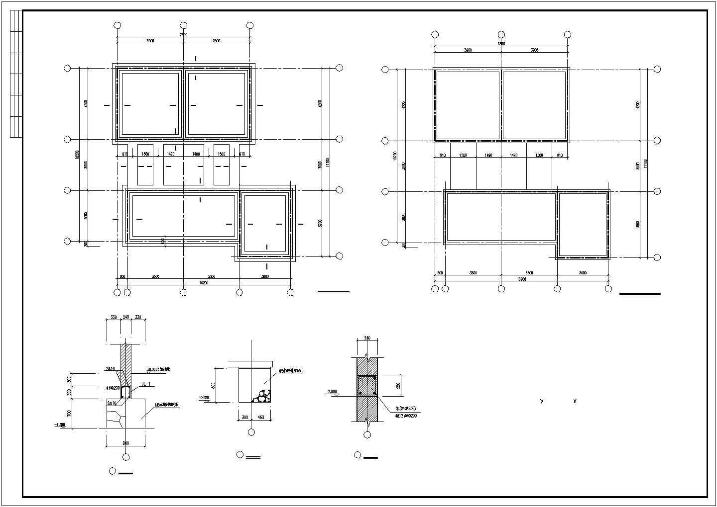 某地区仿古砖木结构墓区公厕建筑方案设计施工CAD图纸