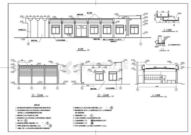 某食堂建筑CAD设计构造详细施工图-图二