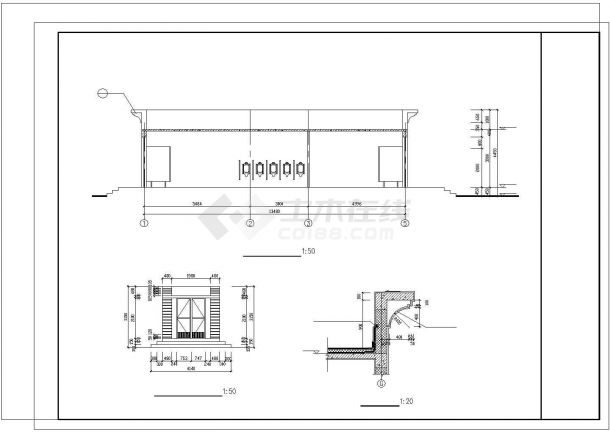 某地区砖混结构市城区土建公厕建筑方案设计施工CAD图纸-图二