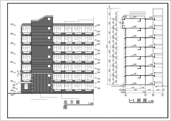 某地区7层大学生宿舍楼建筑方案设计施工CAD图纸_图1