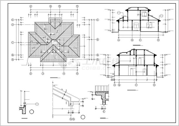 某高级小区砖混结构别墅方案设计施工CAD图纸-图一