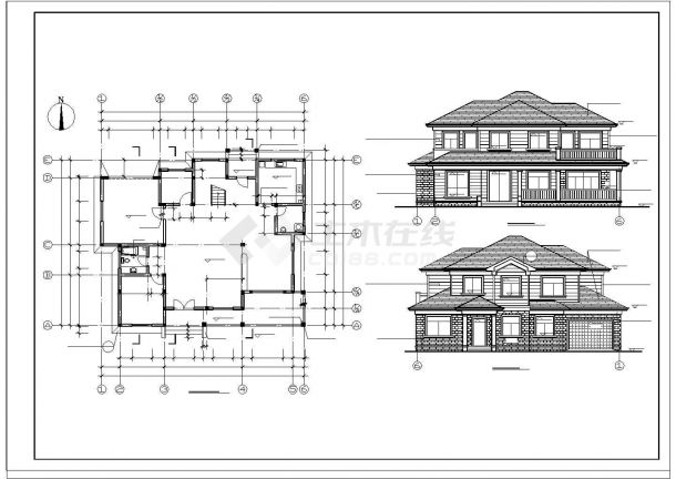 某高级小区砖混结构别墅方案设计施工CAD图纸-图二