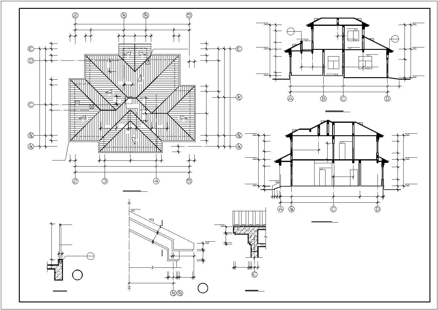 某高级小区砖混结构别墅方案设计施工CAD图纸