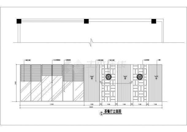  Complete elevation of CAD detailed design of a tea restaurant - Figure 1