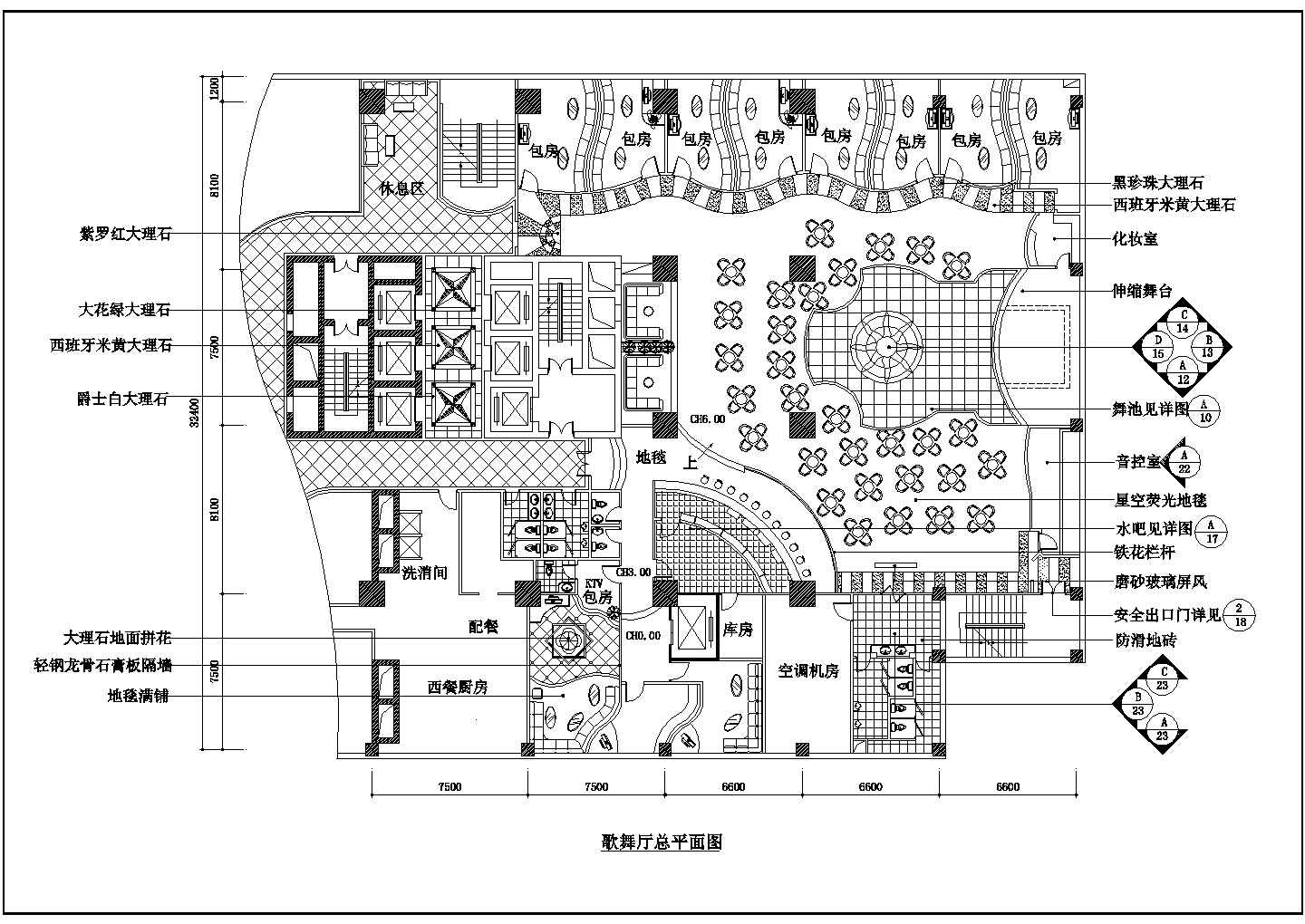 某歌舞厅设计CAD全套大样构造建筑方案图