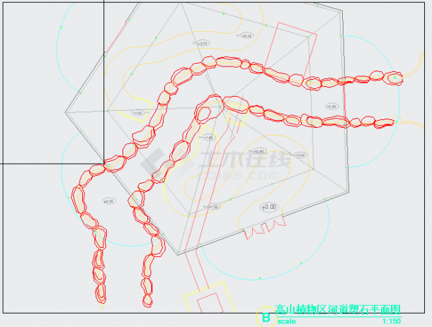 某华南植物园高山植物区河道定位图CAD设计大样-图一