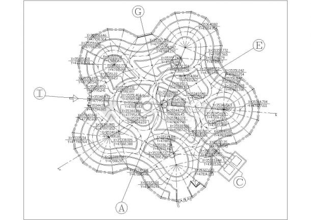 某华南植物园奇花道路CAD详细设计定位图-图一