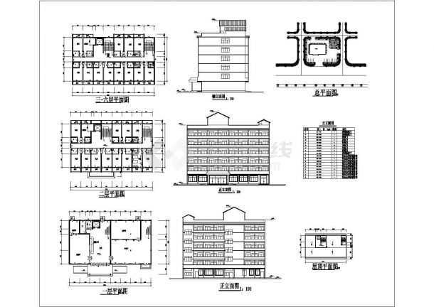 某单位院内宾馆CAD框架结构设计大样方案-图一