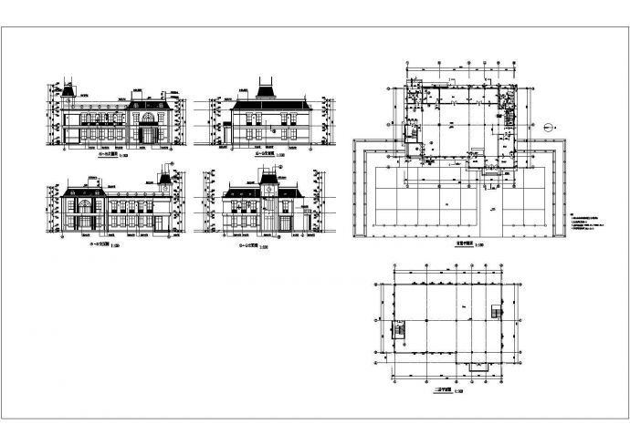 某二层会所设计CAD框架结构详细完整施工图_图1