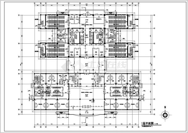 某地中国药大研究生实验楼全套施工设计cad图纸-图二