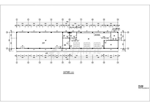 单层372.96平米钢筋砼框架结构食堂建施设计图纸【平立面（无剖面图）】-图二