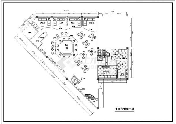 【扬州】某中式早茶餐厅装修施工设计图【平面布置图 包间立面图】-图二