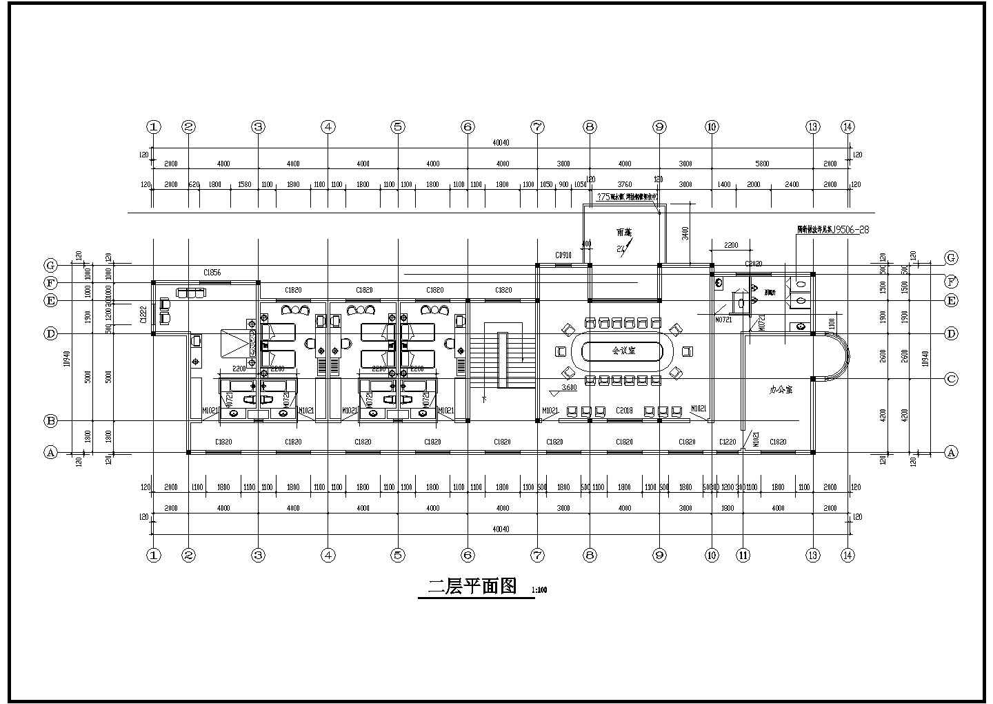 某工厂两层办公楼CAD全套框架结构设计图