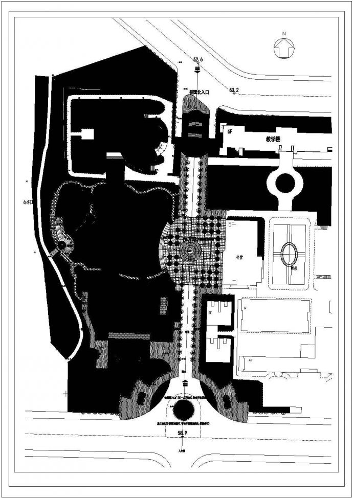 某专科学校景观CAD设计大样完整构造规划图_图1