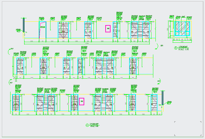 某廉政中心大楼走廊楼梯间CAD设计立面_图1