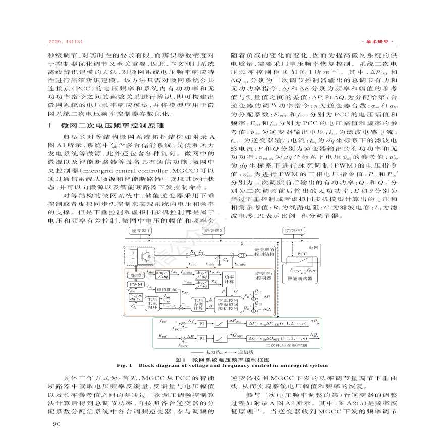 基于系统辨识建模的微网二次电压频率控制器参数设计方法-图二