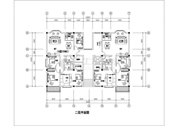 长春市秀合家园小区多栋住宅楼的标准层平面设计图（共8张）-图二