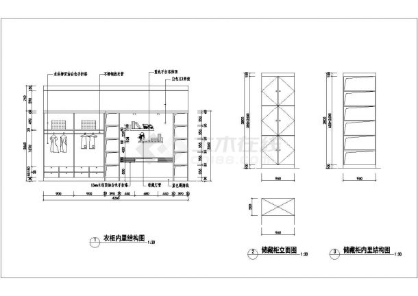 某家居室内装潢各房间cad设计方案图纸-图二