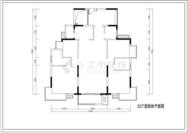 某户型样板房室内装饰装修cad平面设计布置施工图纸-图一