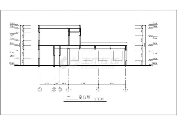 某2层汽车配件展厅建筑方案设计cad施工图-图二