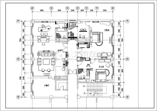 某总统套房CAD建筑设计完整平面图-图二