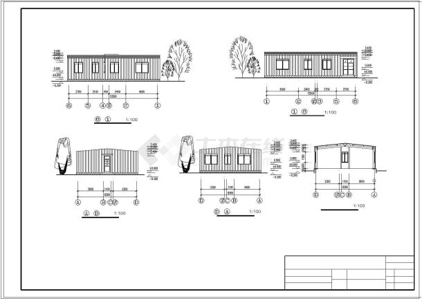 某钢结构小饭店建筑、结构设计cad施工图-图二