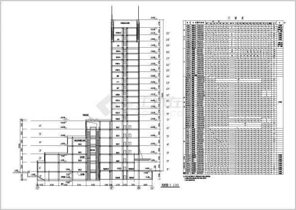 某功能复杂综合商业办公楼CAD建筑大样完整施工图立面-图一