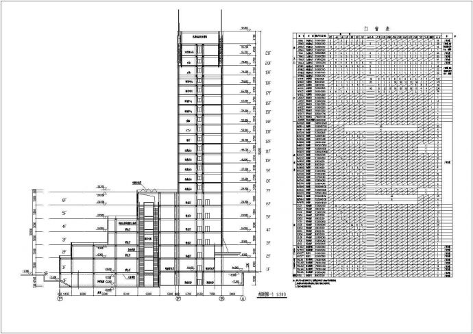 某功能复杂综合商业办公楼CAD建筑大样完整施工图立面_图1