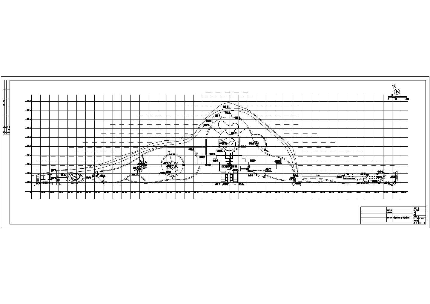 江西某滨湖公园场地放线平面定位景观设计CAD施工图总施
