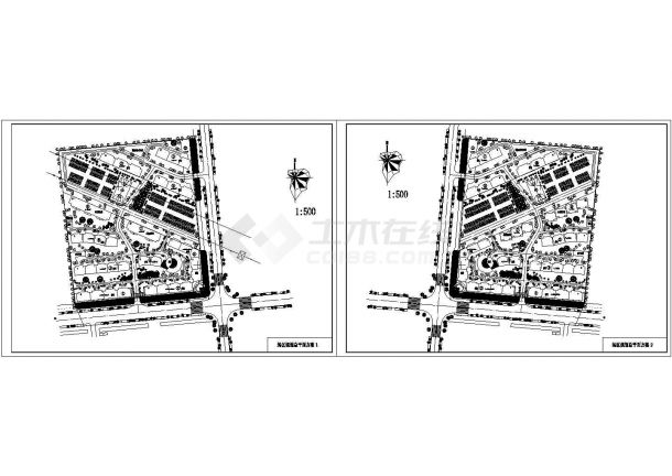 苏州工业园区财富中心小区平面规划设计CAD图纸（2套方案）-图一