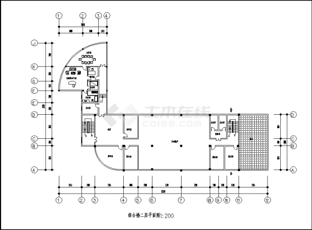 3层度假村酒店综合楼建筑设计施工cad图纸-图二