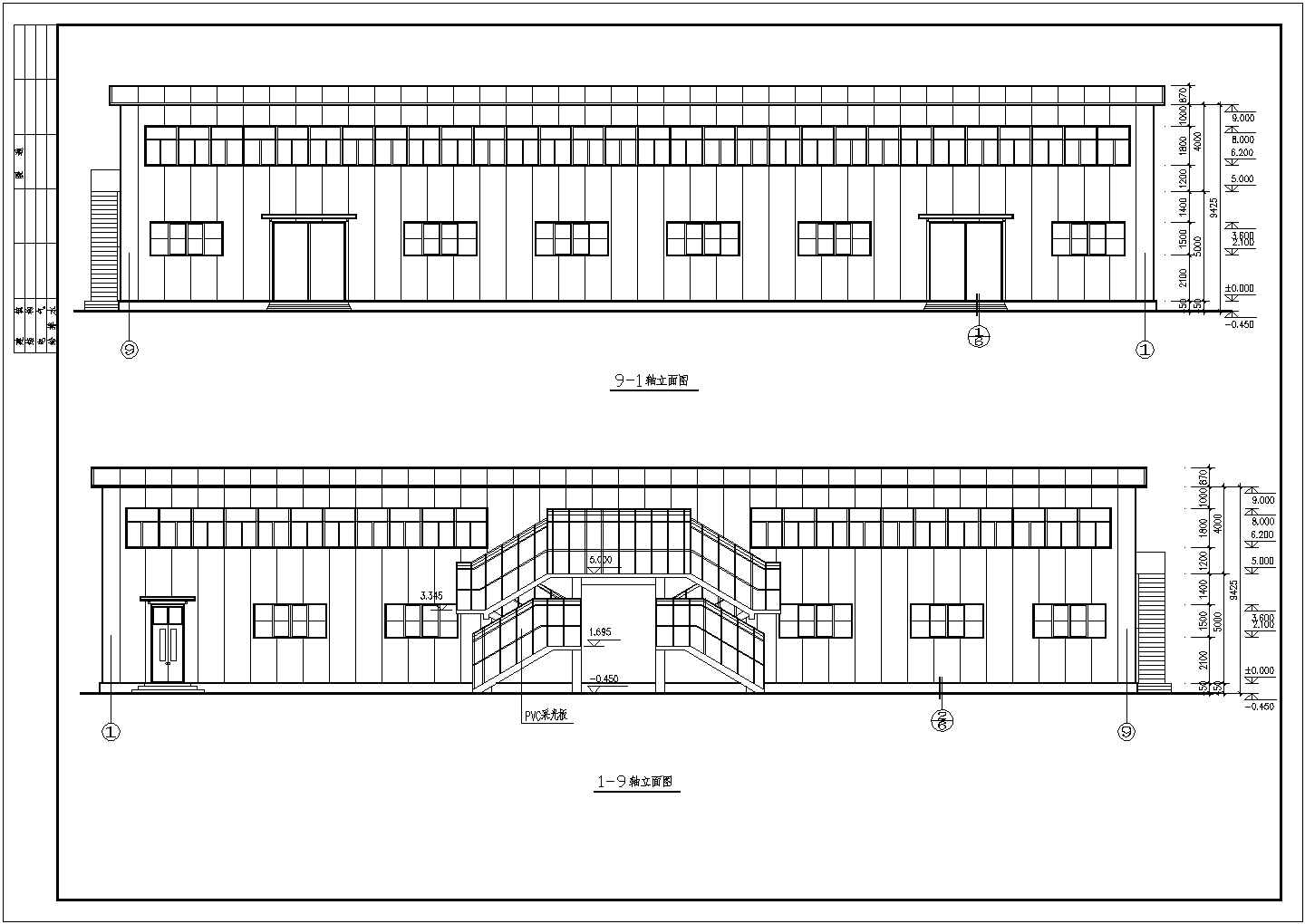 某食堂钢结构建筑CAD完整设计大样平立面图