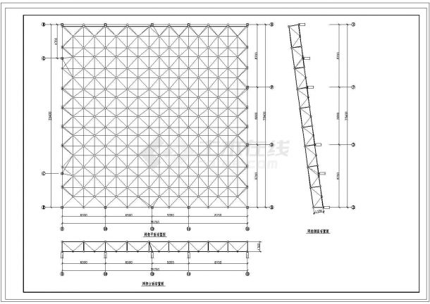 电影院观众厅网架结构设计cad图-图二