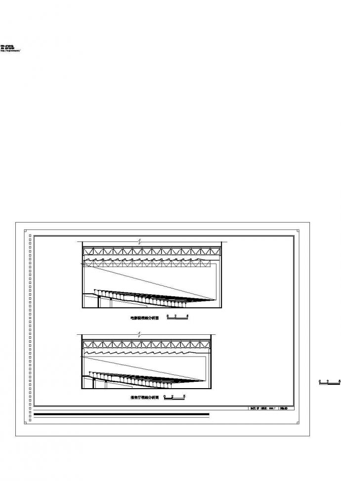 电影院报告厅视线分析设计cad图，共两张_图1