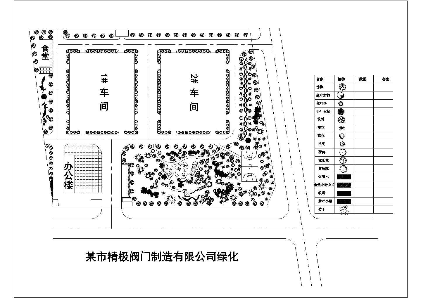 厂房设计_某大型厂房绿化布置详细方案设计施工CAD图纸