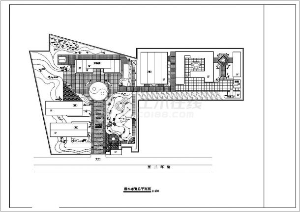 某地区厂区园林规划详细方案设计施工CAD图纸-图一