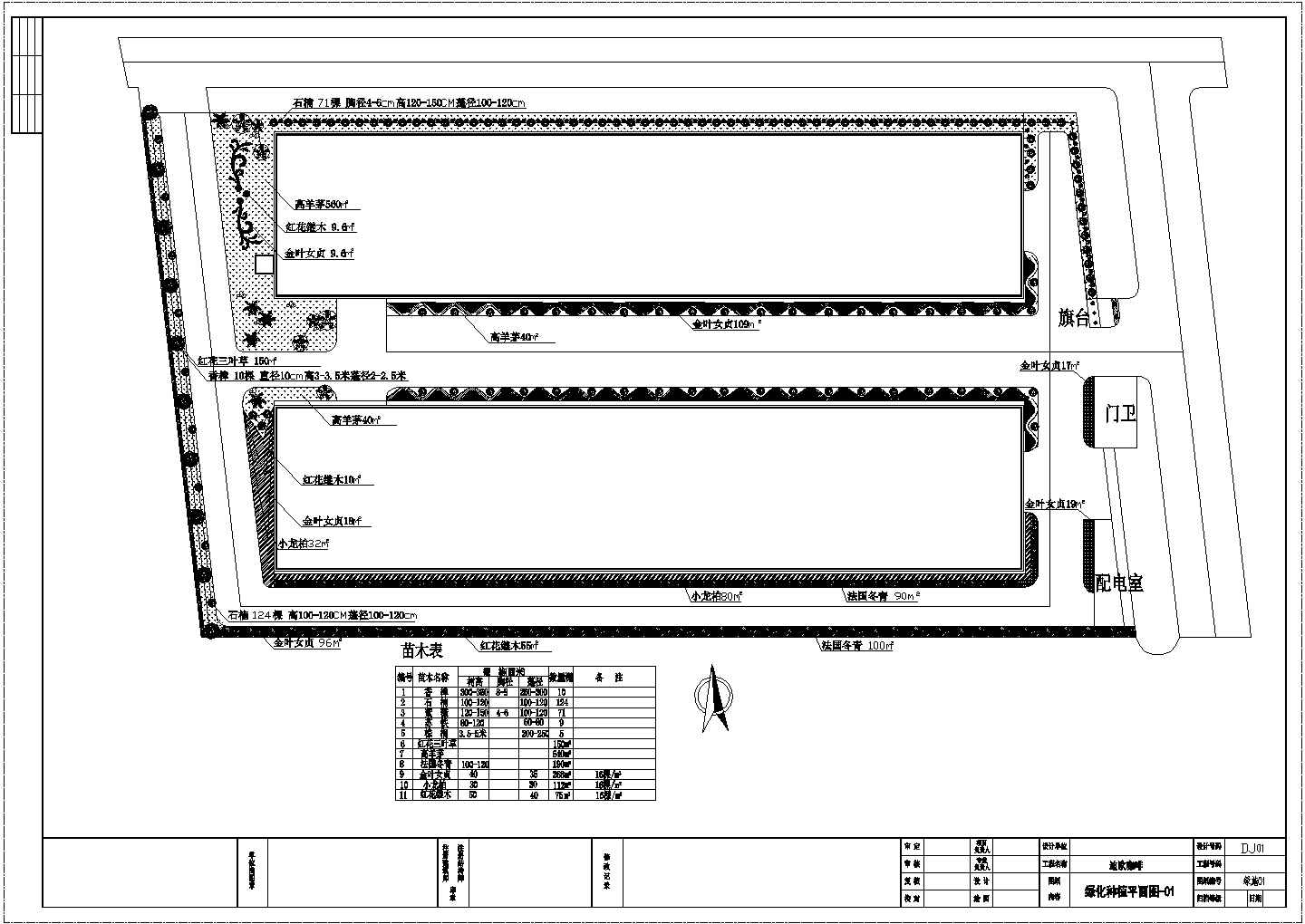 某地区咖啡厂区绿化配置详细方案设计施工CAD图纸