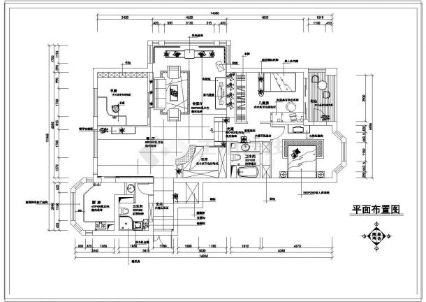 家居室内装饰cad整套施工图纸-图二