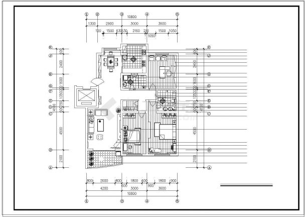 某高层住宅楼室内家装cad设计施工图（带详细参数）-图二