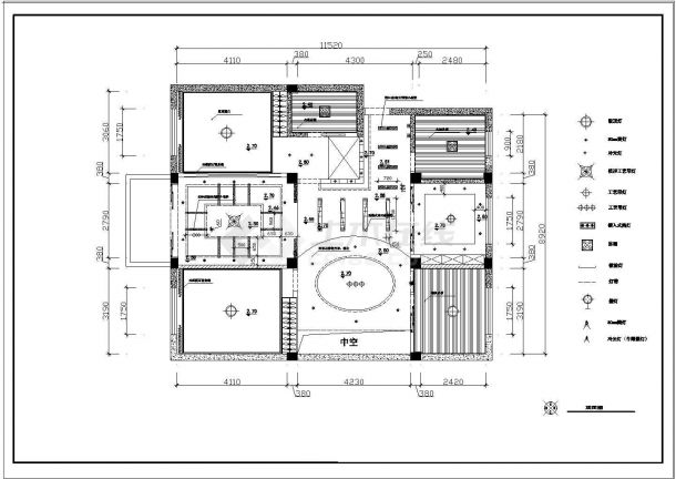 某花园式住宅户型室内精装修装饰设计cad施工图纸-图二